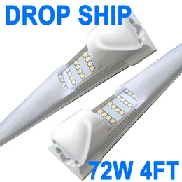 4 أقدام LED Shop Lights 72W 48inch 72000 LM LED تحت ضوء الخزانة ، T8 FINGURE TUBE FINGURE for Utility 4ft Shop Light Lighting Garage Crestech