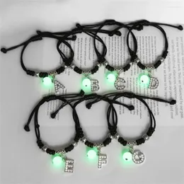 Charm Bracelets Luminous Beads A-Z Initial Letters Bracelet For Women Glow In The Dark 26 Alphabet Adjustable Rope Chain Couple Jewelry