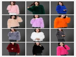 2017 따뜻한 신부 재킷 타조 헤어 S2XL 12 색 FuchsiaBlackgrayburgundyRoyal BluePink Long Sleeves Bridal Jackets Wome1612202