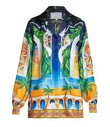 Casablanca Oranges En Fleur Silk Silk Derts Men and Women Designer Stirts Casa Casual Long Slives Beach Shirt 993
