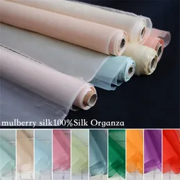 100% Mulberry Silk Organzawidth 44 cala grubość 5 mm stały kolor czysty jedwabny materiał do szycia ślubnego według miernika 240223