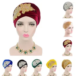 Ethnic Clothing Latest African Women Diamonds Hijab Scarf Muslim Plain Velvet Hijabs Turban Cap Islamic Head Bonnet Long Tail Hat