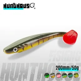 Приманки Hunthouse pro shad, приманка на щуку, 20 см, 50 г, 2 шт./лот, приманка с принтом краски, весло, хвост свиньи, силиконовая приманка, супле леур, натуральный мускусный