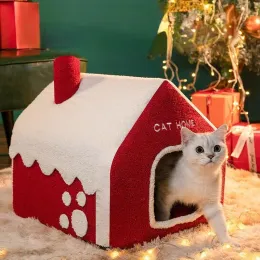 Mats Cat's Nest Winter Warm Four Seasons Universal House Type Bed House Villa Closed Winter Dog's Nest Pet Cat Supplies