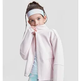 Lu Kids Yoga Jacket 소녀 통기성 지퍼 코트 양털 어린이 고정 스포츠 소녀를위한 긴 소매 따뜻한 ll1120