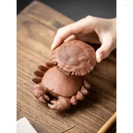 Tea Pets Ceremony Accessories Chinese Crafts Creative Crab Integrated Filter Leakage Purple Sand Pet Ornaments