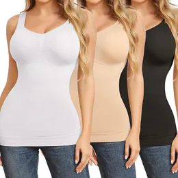 Kadınlar Shapewear Classic 2in1 Tank Üstü Yastıklı Sütyen Karın Kontrolü Yüksek Elastik Strench Yelek Vücut Şeytan İnce Asansör Korse 240220