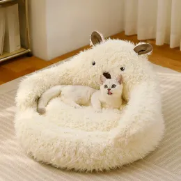 Mattor Plush Cat Bed Winter Dog Soffa Beds Thicken Soft Dog Kennel Fluffy Soft Cat House Breattable Come Nest Couchage Chat