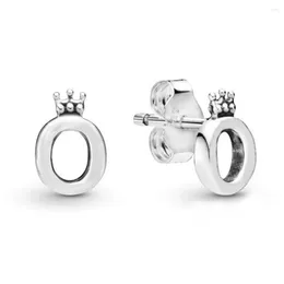 Stud Earrings Polished Crown O Earring 925 Sterling Silver For Women Party Wedding Statement Jewelry Brincos