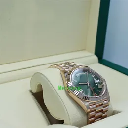 Роскошные наручные часы BRAND New President 40 мм Day-Date 228235 Часы из розового золота 18 карат с зеленым оливковым циферблатом NEW225b