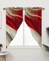 Curtain Marble Texture Red Triangular For Cafe Kitchen Short Door Living Room Window Curtains Drapes