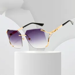 Personalized Metal Leopard Head Mirror Leg Sunglasses Fashion Trendy Trimmed Glasses