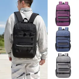 Backpack AntiTheft Skateboard Backpack Laptop USB Charging Password Lock Shoulder Backpack Travel Computer Longboard Storage School Bag