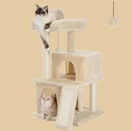 Pawz Road 34 Inches Multilevel Plush Double Condos Cat Tree