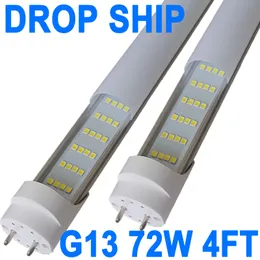 72W T8 LED Tube Lights 4 Rows 4 Foot(Equal to 45.8in), NO-RF RM Driver Fluorescent Bulbs Replacement,Milky Cover,White 6500K, Shop Lamp for Garage Warehouse Cabinet crestech