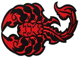 Top Quality Red Scorpion Embroidered Patch with Gun Iron on Patches MC Punk Custom Motorcycle Club for Jacket 9071249