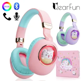 Hörlurar/headset söta kattörörar på barn med mic ledande ljus Bluetooth stereo headset dotter flickor hörlurar för skolhem resor gåvor