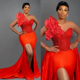 Африканская Нигерия плюс размеры выпускные платья вечерние платья Элегантные длинные рукава красные русалка прозрачные вечерние платья для чернокожих женских платьев на день рождения AM428