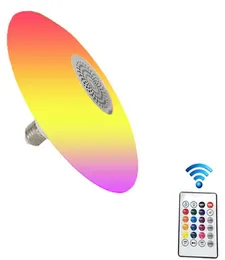 Smart RGB Bluetooth Music UFO -glödlampa E27B22 -lampa med 24 nycklar Remote Control AC85260V 30W UFO Audio Light3078033