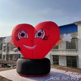 wholesale Cute 5m 16.4ft Inflatable Heart Cartoon With Black Base For Valentine's Day/Party Decoration