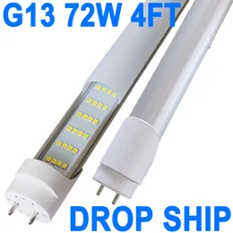 4FT LED Tube Light, NO-RF RM Driver T8 T10 T12 LED Bulb,4 Rows 72W 7200LM, 6500K Daylight,Milky Cover, Bi-Pin G13 Base,4 Foot Fluorescent Tube Replacement Cabinet crestech