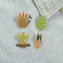 Cartoon Creative Green Plant Shaped Brooch Jewelry, Cactus Leaves, Palm Brooch, Lacquer Decoration, Badge