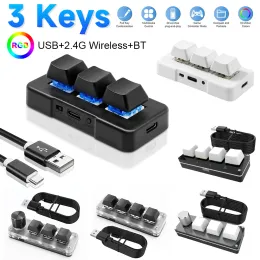 Teclados mk321 progammable macro mini teclado personalizado 3 modos de teclado mecânico Bluetooth Wireless Gaming Keypad para Game Multimedia