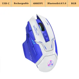 Ratos sem fio bluetooth gaming mouse usb c recarregável rgb ergonômico 10 botões com descanso de polegar 5 dpi para computador macbook portátil