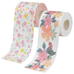 Toilettenpapier, 2 Rollen mit Blumenmuster, farbiges Toilettenpapier, Toilettenpapier mit Blumenmuster, dekorative Servietten für Zuhause, Büro, Reisen