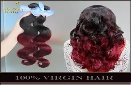 Ombre peruano virgem cabelo humano tece onda do corpo dois tons 1b99j borgonha vinho vermelho peruano pacotes de cabelo ombre cabelo humano extensos1151814