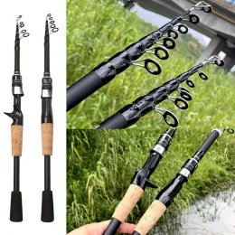 Rods Ultralight Fishing Rod Carbon Spinning/Casting Lure Pole Bait WT 825G Line WT 815lb Trähandtag Trout Fish Rods Telescopic