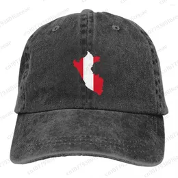 Berets Peru Map Flag Fashion Unisex Cotton Baseball Cap Outdoor Adult Adjustable Men Women Denim Hat