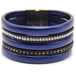 Braccialetti con ciondoli 2024 Moda uomo e donna Bracciale con fibbia magnetica super ampia in pelle di piume multistrato