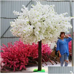 Decorative Flowers Wreaths Artificial Cherry Tree Simation Fake Peach Ing Trees Art Ornaments And Wedding Centerpieces Decorations Dhxqs