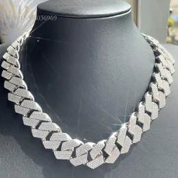 Hip Hop 20Mm 4Rows Jewelry Heavier Solid Sier Necklace Ice Out Moissanite Cuban Link Chain Necklaces