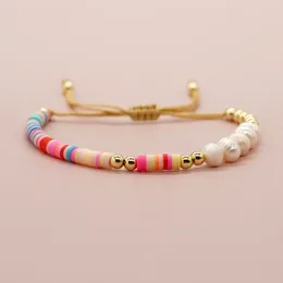 リンクブレスレットGo2boho Cross Border Amazon Resort Beach Style Bracelet Rainbow Soft Pottery Natural Freshwater Pearl Women's