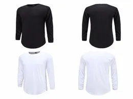Zipper Street Wear T Shirt Men Extend Swag Side Zip T Shirt Super Longline Long Sleeve TShirts with Curve Hem and Zip Solid3725835