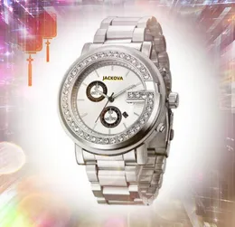 Хип-хоп Iced Out Мужчины Женщины Часы большого размера с бриллиантами Кольцо Два глаза Дизайнерские часы Автоматическая дата Водонепроницаемый календарь Кварцевый механизм Наручные часы Montre de luxe подарки
