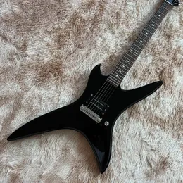 I lager 24 frets rika stealth chuck schuldiner glans svart elektrisk gitarr rostråk fingerbräda diamant inlay wrap runt skräddarsydda enstaka bron pickup