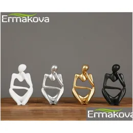 Decorative Objects Figurines Ermakova Thinker Statue Abstract Resin Scpture Mini Art Desk Figurine Figures Office Bookshelf Home D Dhnqf
