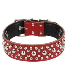 Dog Collars Leashes Genuine Leather Studded Big Collar With Round Rivets Adjustable For Large Breed Dogs Pet Supplies6130073