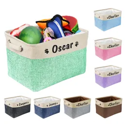 Accessories Foldable Dog Toy Basket Personalized Pet Storage Bag Dogs Storage Baskets For Dogs Toys Clothes Free Print Name Paw Pink Blue
