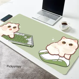 パッド大マウスパッド100x50cmビッグコンピューターマウスパッド抹茶グリーンマウスパッドビッグキーボードマットゲーマーマウスパッドかわいい猫デスクマット