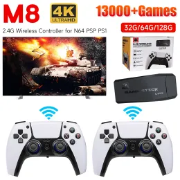 Spieler M8 Plus GameStick Videospielkonsole 2.4G Dual Wireless Controller Game Stick 4K 13000 Spiele Retro Game Console Boy Geschenke