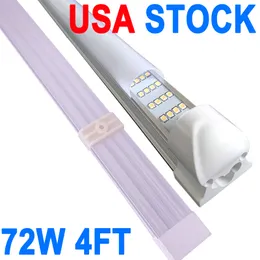 LED 상점 조명 4FT 72W 7200LM 6500K 반사기가있는 6500K 차고 조명, 4 열 링크 가능한 LED 상점 조명, 유백색 커버 천장 조명, T8 통합 픽스처 크레스트 크레 테크