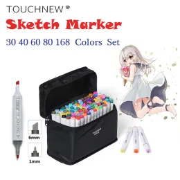 Marker TOUCHNEW Alkoholmarker 30/40/60/80/168 Farben Doppelkopf-Skizzenmarker Pinselstift-Set zum Zeichnen von Manga-Design-Kunstmarkern