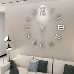 Watches Roman Numeral Wall Clocks 3d Diy Mirror Wall Clock Acrylic Sticker Fashion Quartz Clocks Watch Home Decoration Reloj De Pared