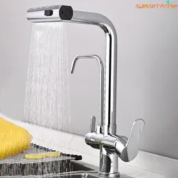Kitchen Faucets Waterfall Faucet Multi-functional 4 Modes Pure Cold Water Sprayer Sink Wash Tap 360° Rotation