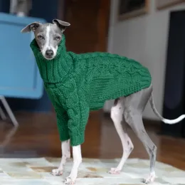 Maglioni Maglione per animali domestici addensato a collo alto verde Levriero italiano whippet vestiti per cani lavorati a maglia a due zampe