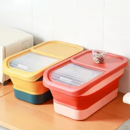 Feeding Collapsible Cat Dog Food Storage Container with Lid Folding Pet Food Container Airtight Sealing Box Kitchen Grain Storage Boxes